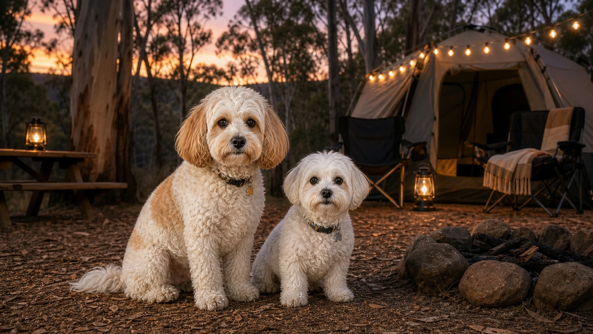 Molly and Shaina together at a woodland campsite
