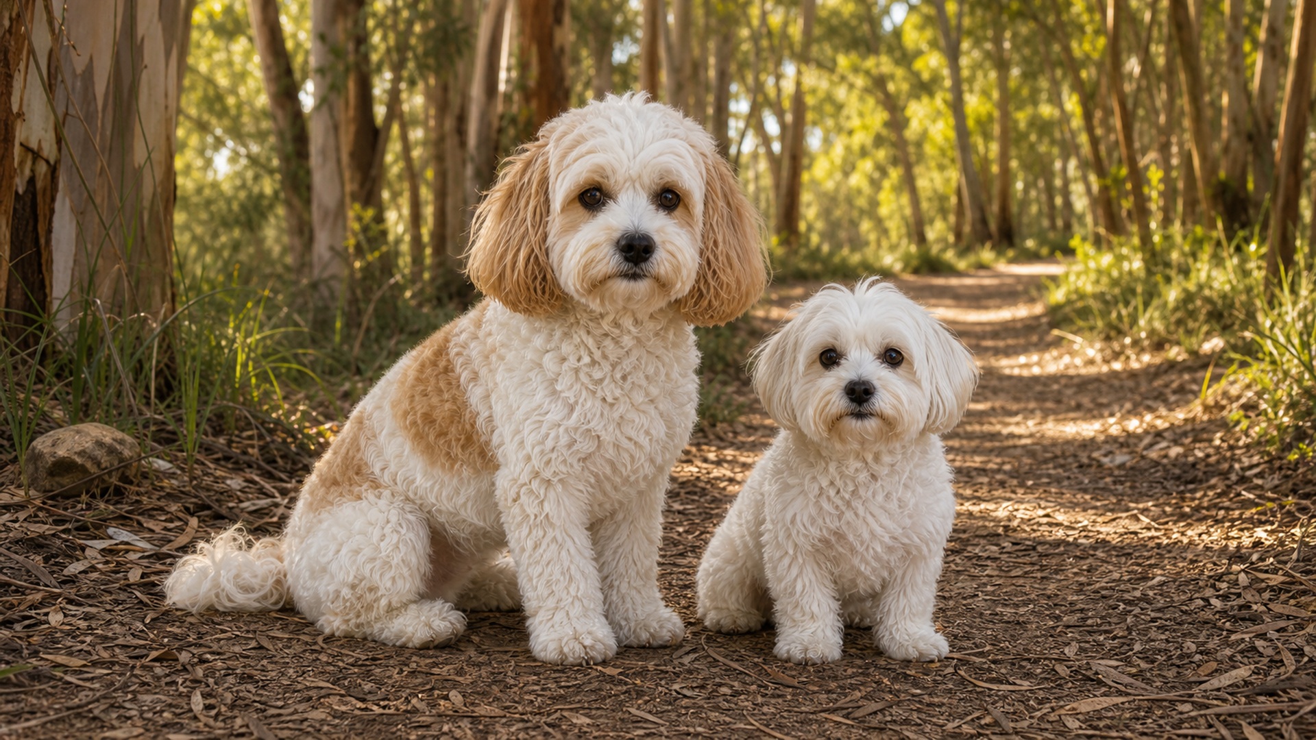 Molly and Shaina together on a forest trail