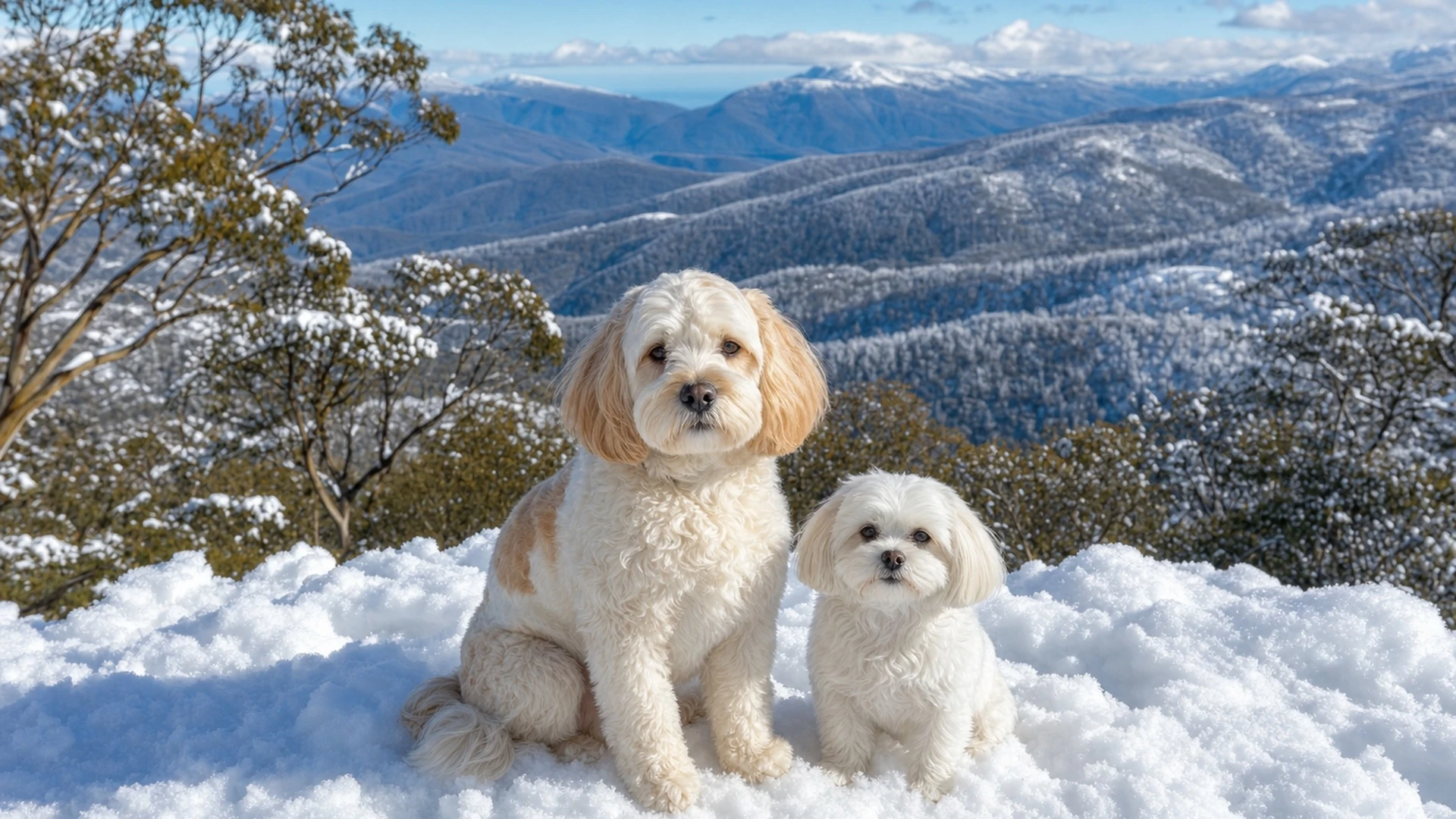 Molly and Shaina together in the snowy Australian mountains